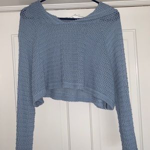Knit Cropped Hoodie Sweater